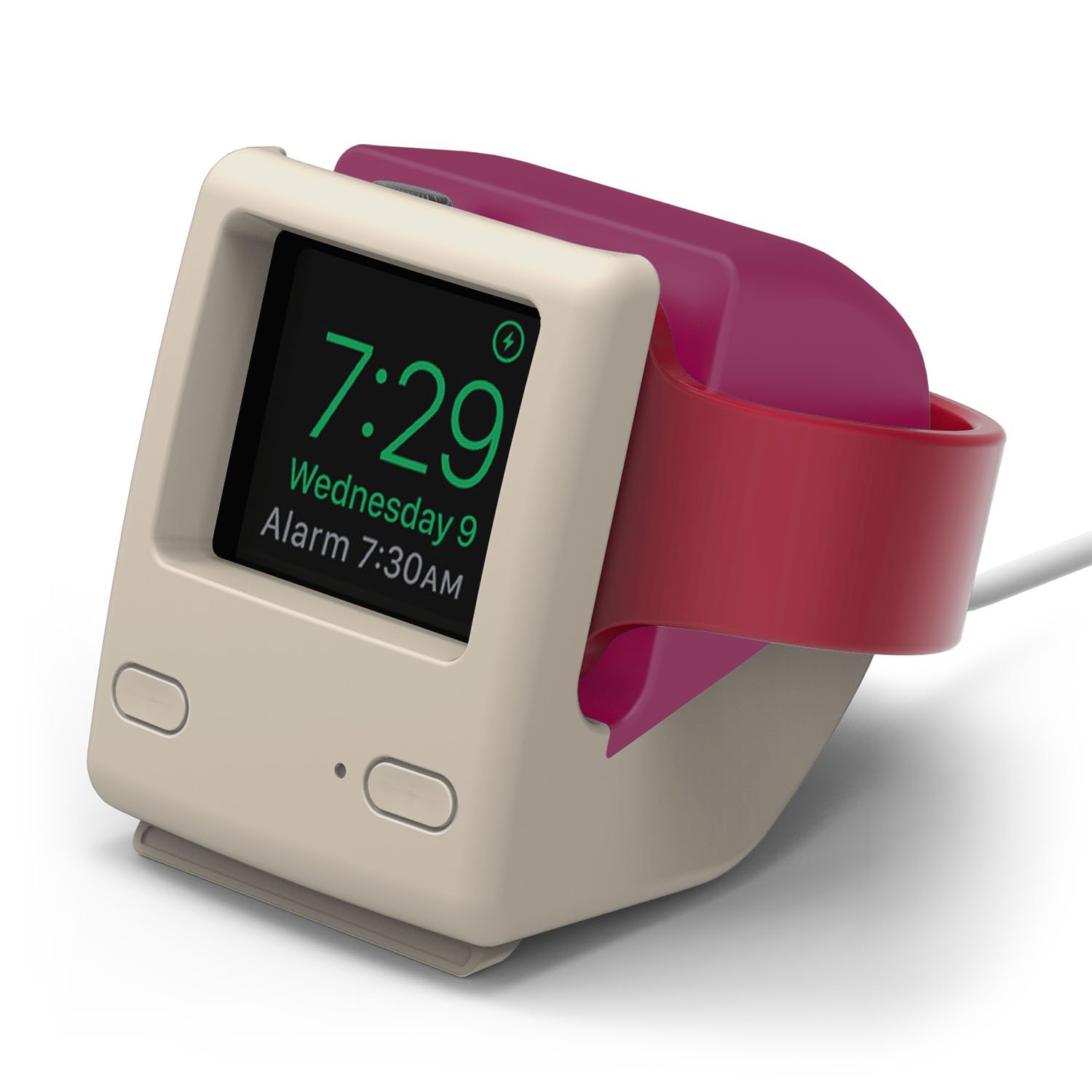 Bring out the nostalgia in your Apple Watch with the [Elago W4 Apple Watch stand](https://www.amazon.com/elago-Stand-Aqua-Pink-Nightstand/dp/B06Y254L9J/ref=as_li_ss_tl?linkId=30d45114f9838d2e124399209bb3ed2c&linkCode=sl1&tag=toolstoysdeals-20&ie=UTF8).